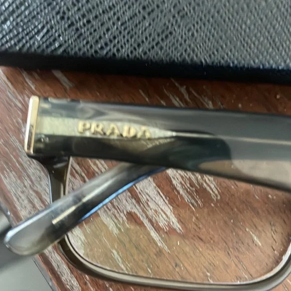 Prada VPR 16M OAQ-101 Wood eyeglasses with black logo case. - Picture 3 of 16